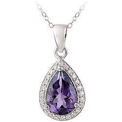 Glitzy Rocks Sterling Silver 2 3/4 CTW Amethyst and CZ Teardrop Necklace