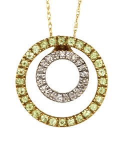 10k Gold Peridot and 1/8ct TDW Diamond Necklace