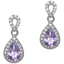 Glitzy Rocks Sterling Silver 1 3/4ct TGW Amethyst and CZ Earrings