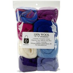 Wool Roving Package with Eight Assorted Colors
