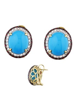 Encore by Le Vian 14k Gold Turquoise and Ruby Earrings