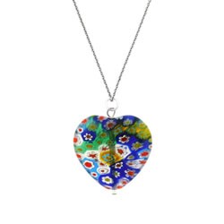 Stonique Creations Sterling Silver Venetian Glass Heart Necklace