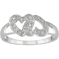 14k Gold 1/8ct TDW Diamond Double Heart Ring