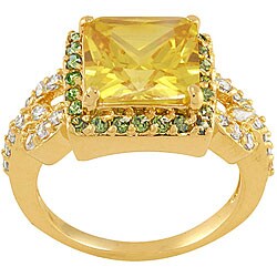 14k Yellow Gold Overlay Super Solitaire CZ Ring