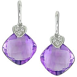 10k Gold Amethyst and Diamond Accent Earrings