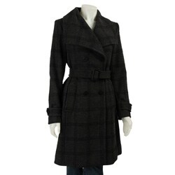 Jones New York Women's Charcoal Plaid Coat