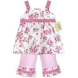 JoJo Designs Floral Pink and White Girl's 2-piece Outfit