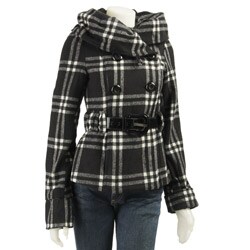 Coffee Shop Women's Belted Plaid Overcoat