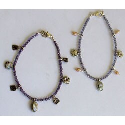 Purple Roman Glass Crystal Charm Bracelet (Israel)