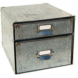 Tin Polypro 2-Drawer File Bin