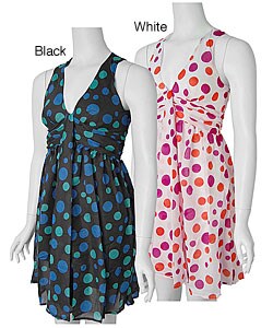 Lauren U. Junior's Dot Print Sleeveless Dress