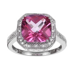 Miadora 10k Gold Pink Topaz and 1/10ct TDW Diamond Ring (I-J, I2-I3)