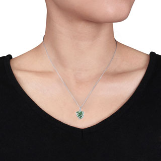 Miadora 14k Gold Green Amethyst and Diamond Necklace