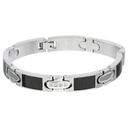 Stainless Steel 1/10ct TDW Diamond Bracelet (H, I3)