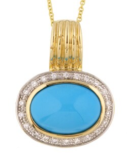 Encore by Le Vian 14k Gold 1/8ct TDW Diamond/ Turquoise Pendant (H-I, SI2-SI3)