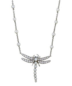 Platinum Diamonds and Pearls Tiffany Necklace (G, VS1)