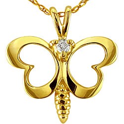 10k Yellow Gold Diamond Butterfly Necklace