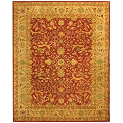 Handmade Antique Mahal Rust/ Beige Wool Rug (6' x 9')