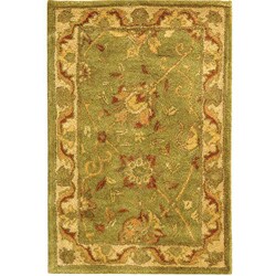 Handmade Antique Mashad Sage/ Ivory Wool Rug (2' x3')