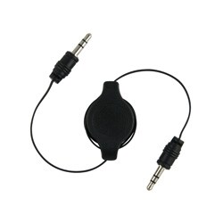 Retractable 3.5 mm Black Audio Extension Cable