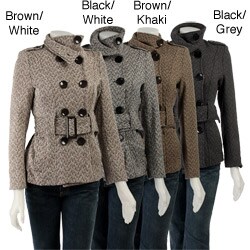 Last Kiss Women's Belted Herringbone Coat