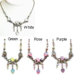 Sweet Romance Iridescent Glass Leaf Necklace