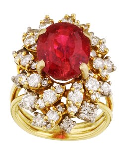 18k Yellow Gold Pink Tourmaline and Diamond Ring (I, SI1)