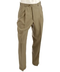 Pierre Cardin Men's Khaki Expander Wool Pants