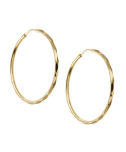 Caribe Gold 14k over Sterling Silver Faceted Hoop Earrings