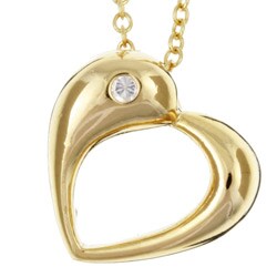 Caribe Gold 14k Gold over Sterling Silver 16-inch CZ Heart Necklace
