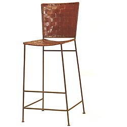 Set of 2 Iron and Leather Eyela Counter Stools (India)