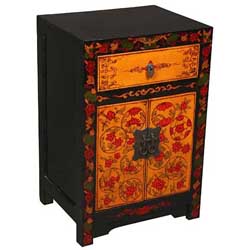 Vintage Style Black, Red and Gold Cabinet/ End Table