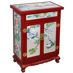Red/ Silver Lacquer Storage Cabinet