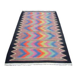 Afghan Kilim Hand-knotted Striped Rug (12' x 19')