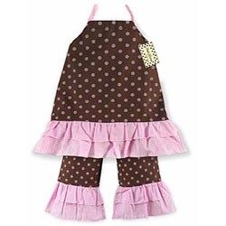 AnnLoren Girl's Polka Dot Halter 2-piece Pant Set