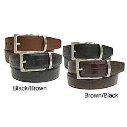 Joseph Abboud Men's Reversible Croc Print Belt
