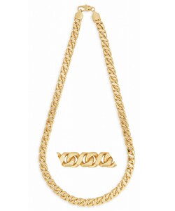 14k Yellow Gold Overlay 20-inch Weaved Cuban Chain