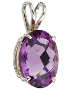 14k White Gold Oval Amethyst Pendant