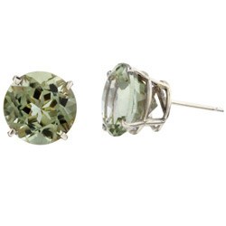 14k White Gold Green Amethyst Stud Earrings