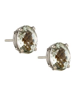 14k White Gold Green Amethyst Stud Earrings