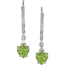 10k White Gold Peridot and Diamond Earrings