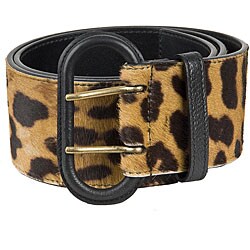 YSL Women's Leopard Print Calf Hair Wide Belt