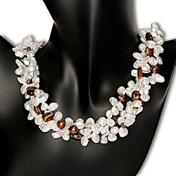 FW Pearl and Tiger's Eye Bead 3-strand Necklace (6-13 mm)
