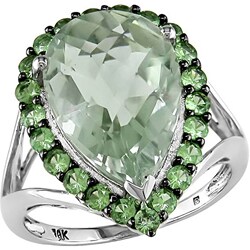 10k White Gold Green Amethyst and Tsavorite Ring