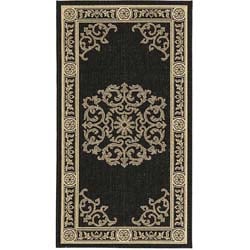 Indoor/ Outdoor Sunny Black/ Sand Rug (2'7 x 5')