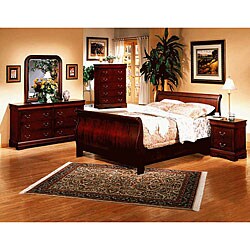 Louis Philippe Queen 5 piece Cherry Sleigh Bedroom Set   Overstock