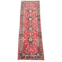 Persian Kashan Red/ Navy Rug (2'6 x 9'5)