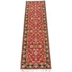 Indo Mahal Red/ Black Wool Rug (2'7 x 9'9)