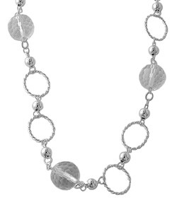 Italian Sterling Silver Crystal Station Necklace