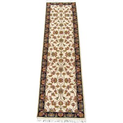 Indo Mahal Ivory/ Black Runner Rug (2'6 x 9'10)